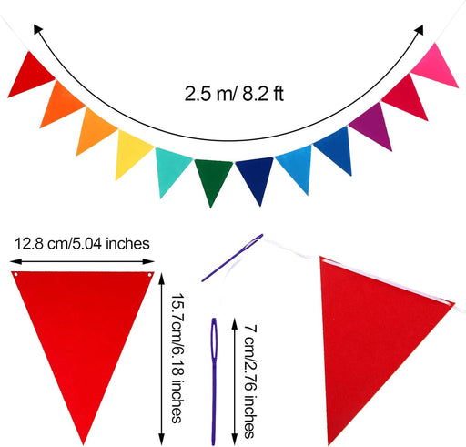 6 Pack Pennant Banner Flags, 72 Flags/8.2 ft, Rainbow Colors