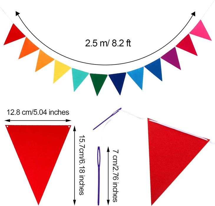 6 Pack Pennant Banner Flags, 72 Flags/8.2 ft, Rainbow Colors