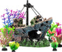 8Pcs Fish Tank Decorations Set Sunken Ship Decoration,Resin Material Fish Tank Accessories Accessories for Natural Look,