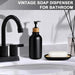 Black Bathroom Accessories Set 5 Pcs, Matte Black Bathroom Accessories, Plastic Soap Dispenser and Toothbrush Holder Set