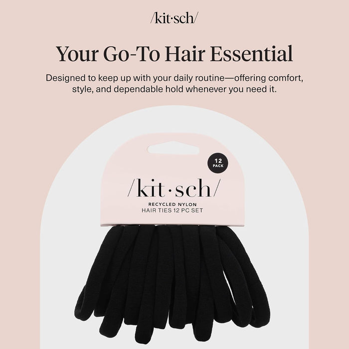 Elastic Hair Ties No Damage | Stretchable Hair Bands - Black, 12pcs