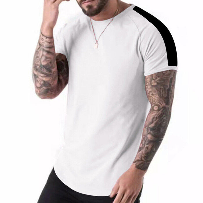 Mens Casual round Curved Hem T-Shirt Men Sport Fashion Short Sleeve T Shirts
