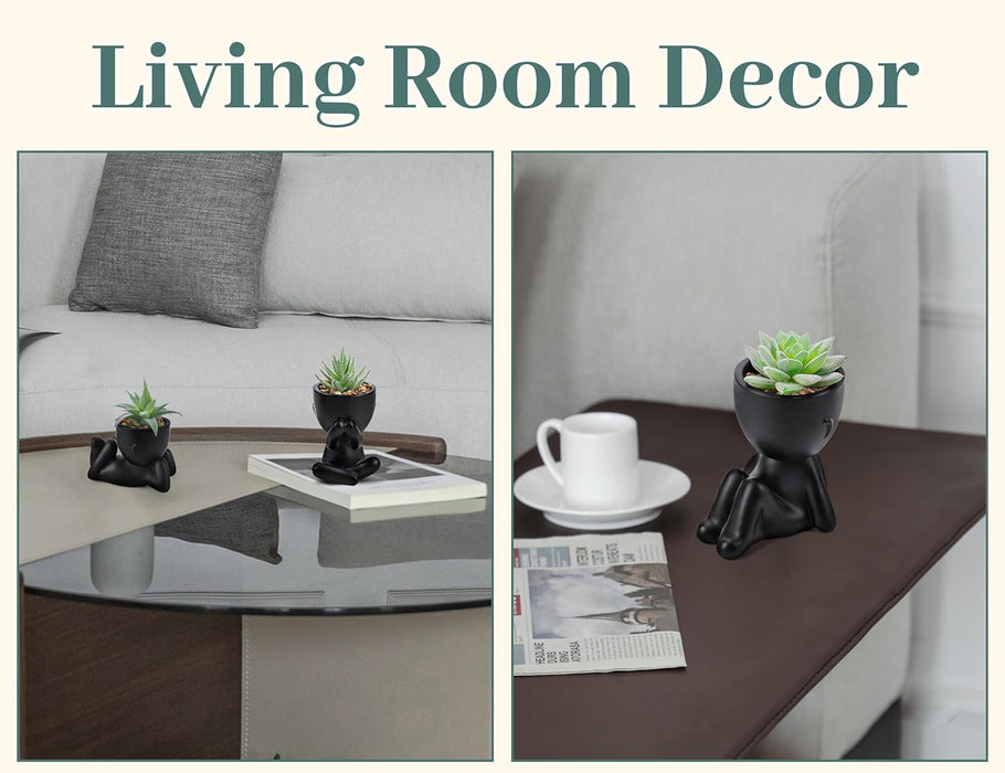 3 Pack Fake Plants in Black Pots for Bathroom Living Room Decor
