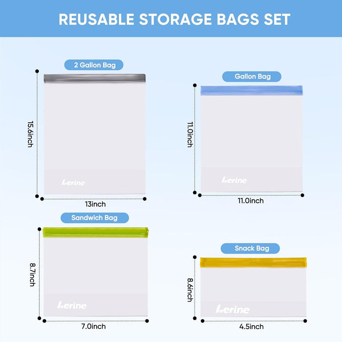 Stand Up Reusable Freezer Bags Dishwasher Safe, 10 Pack, Muliticolor