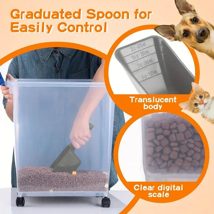 Airtight Rolling Pet Food Storage Container with Scoop