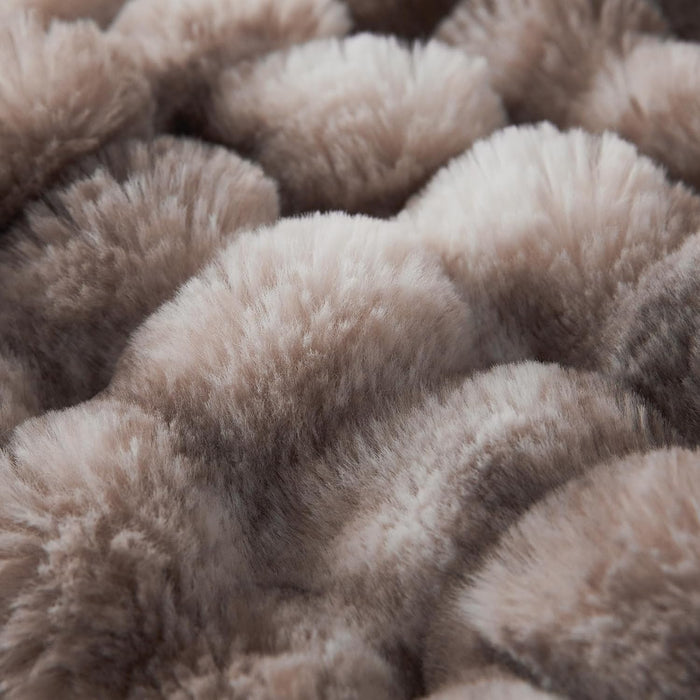 Soft Bubble Faux Fur Throw Blanket, 50"x60", Tie-dye Brown