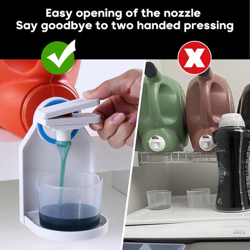 Laundry Detergent Dispenser Cup Holder,Nozzle Upgraded Labor Saving Switch Easily No More runny or Messy Laundry Deterge