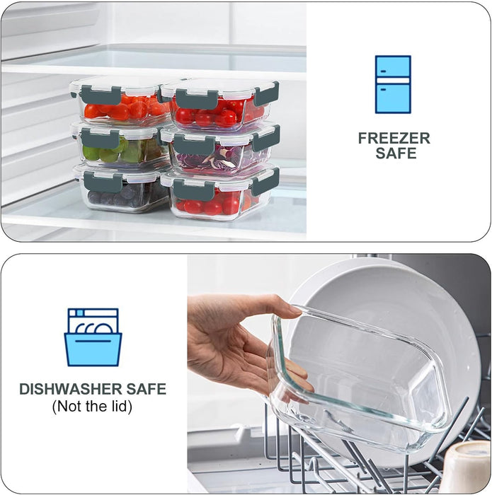10 Packs 22 oz Glass Meal Prep Containers, Gray