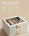 Jewelry Box Organizer, 3-Layer Storage with 2 Drawers, Glass Lid