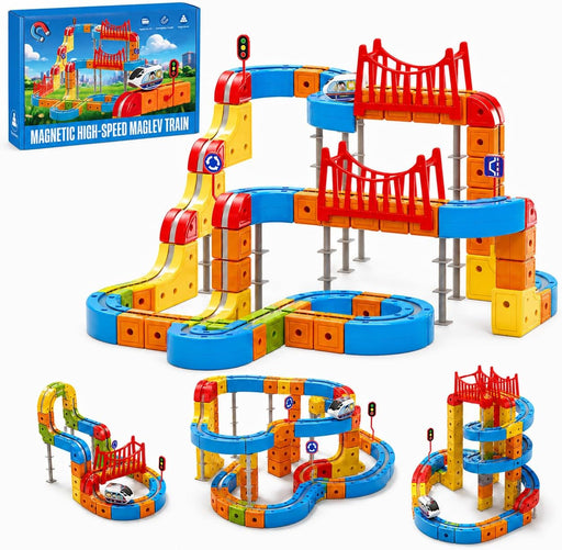 Electric Train Set for Kids, Race Track Car STEM Kit (170 Pcs)