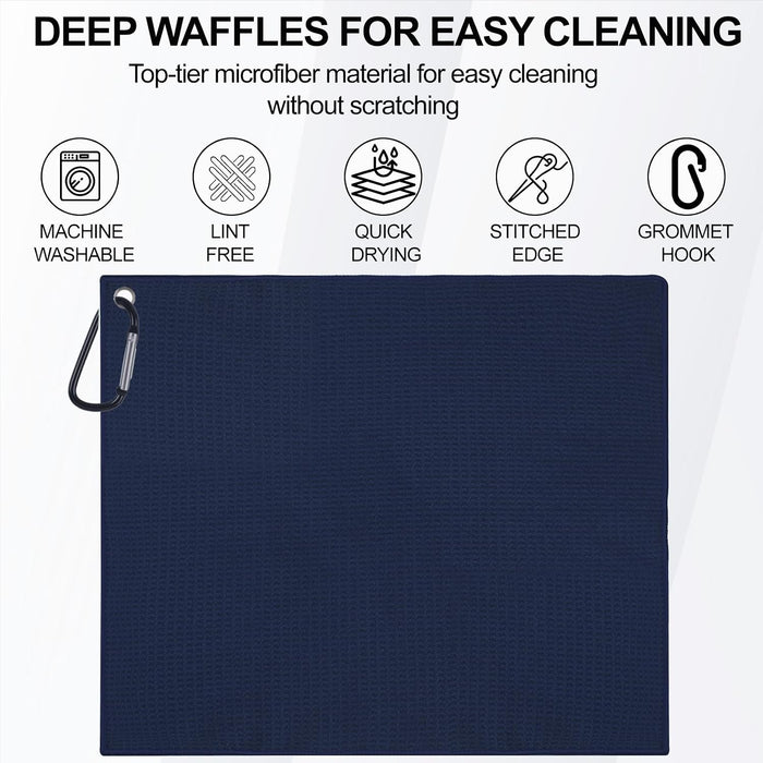 3 Pack 16" X 16" Golf Towels for Golf Bags,3 Stain-Resistant Colors