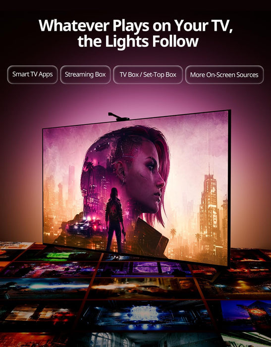 TV LED Backlight with Camera, RGBIC Lights Sync with 55-65 Inch TVs