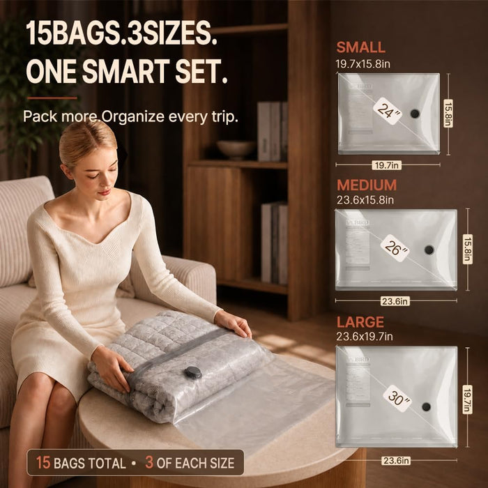 Travel Vacuum Bags with Rechargeable Pump, Carry-On Space Saver