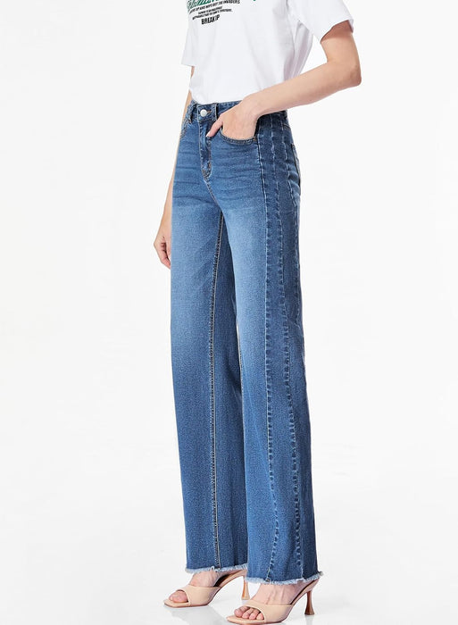 Women's Wide Leg Jeans High Waisted Stretchy Denim Pants