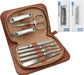 10 in 3 Nail Clippers Set with Brown Leather Manicure Case