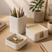 Aesthetic Desk Organizer Set of 3 - Sturdy Concrete Office Accessories