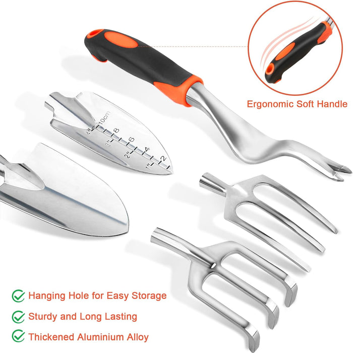 Garden Tools Set, 8 Piece Gardening Tools Set with Non Slip Ergonomic Handle, Heavy Duty Garden Tool Set with Storage Ba