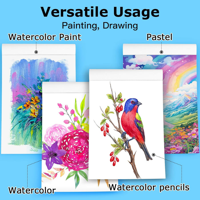 Watercolor Paper Pad, 9"x12" Water Color Paper, 140lb/300gsm Teal