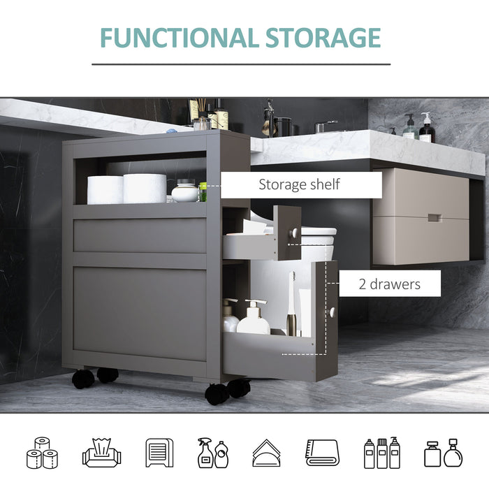 Slim Rolling Bathroom Storage Cabinet