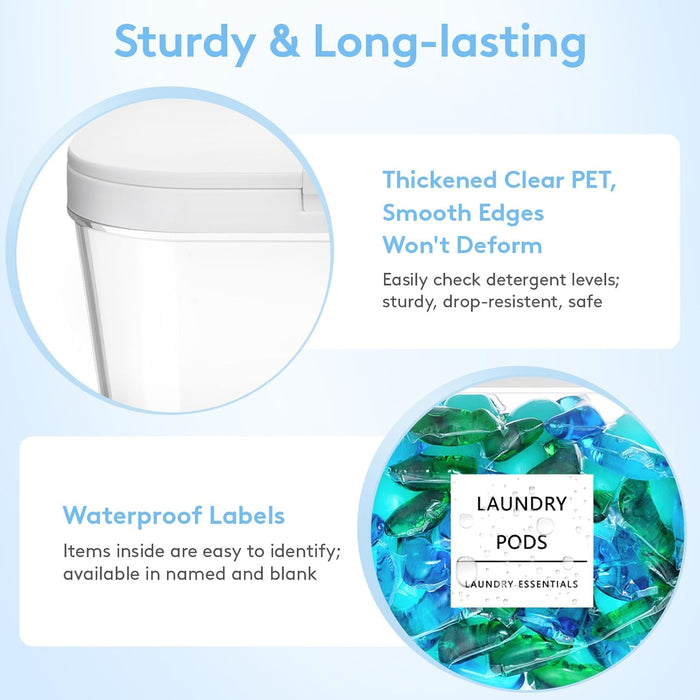 Laundry Pods Container with Pop-up Lid, 0.72+0.5 gal, 3 Pcs