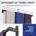 Matte Black 24" Towel Rack, Rustproof Wall Mounted Towel Bar