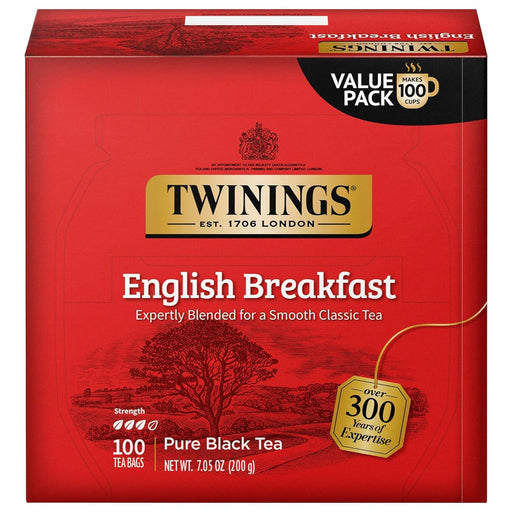 English Breakfast Black Tea Individually Wrapped Bags, 100 Count (Pack of 1), Smooth, Flavourful, and Robust, Caffeinated, Enjoy Hot or Iced, 100 Teabags