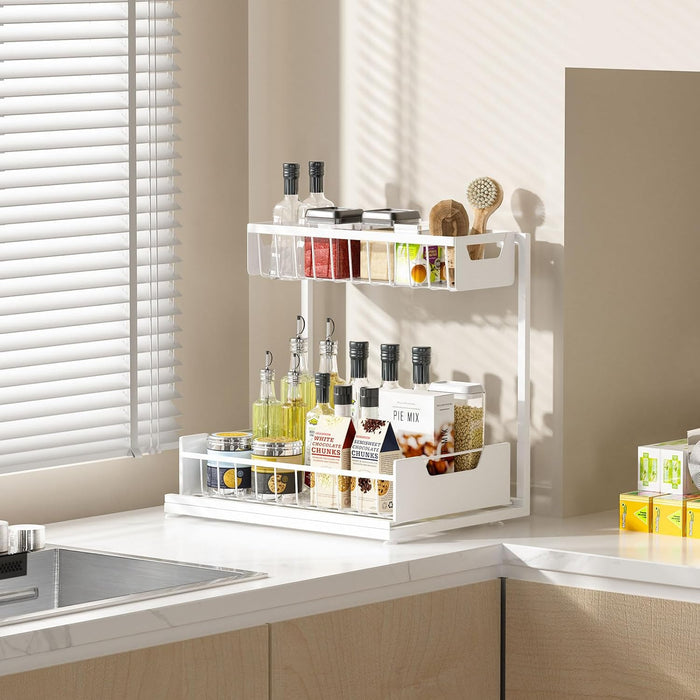Under Kitchen Sink Organizers and Storage, White, 2 Pack