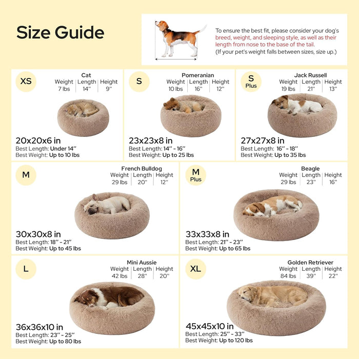 Calming Dog Bed Medium Size Dog Donut Washable Pet Bed,30ins Camel