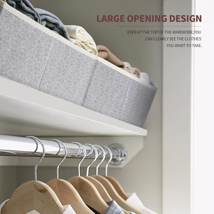 Closet Organizers Bins 6 Packs - Large Closet Shelf Organizer with Handles, Fabric Trapezoid Storage Bins, Collapsible S
