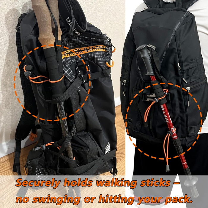 6-Pack Elastic Rope Fasteners - Backpack Accessories for Organizing Gear, Trekking Poles, or Camping Equipment (Army Green/Khaki/Orange)