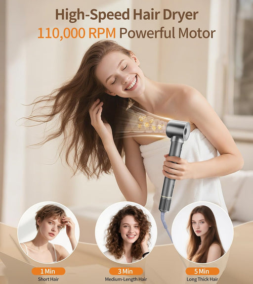 9-in-1 Hair Dryer Brush Kits, Curly Hair Dryer with Diffuser for Women