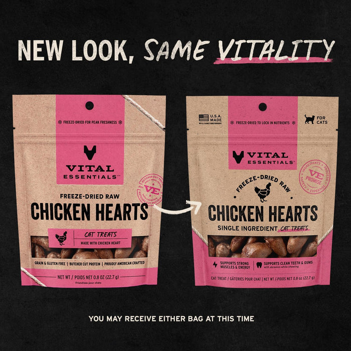 Freeze Dried Raw Chicken Hearts Cat Treats, 0.8 oz Bag