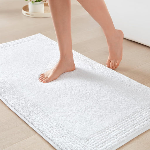 Splendor Reversible 100% Cotton Bath Rug, 21 x 34, White