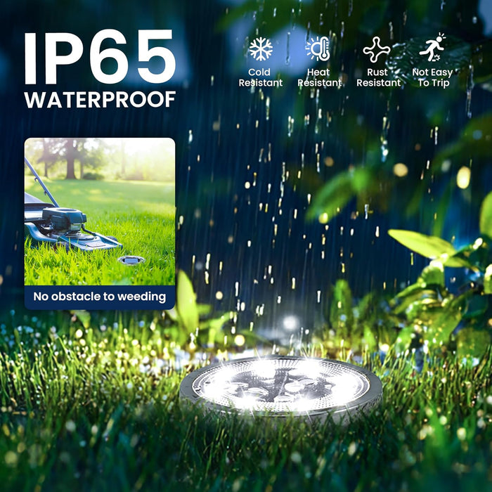 10 Pack Solar Ground Lights Outdoor, Backyard Decor Cool White