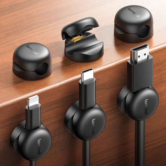 6 Pack Cable Clips, Compact Spring Cord Organizer Holder for Desk