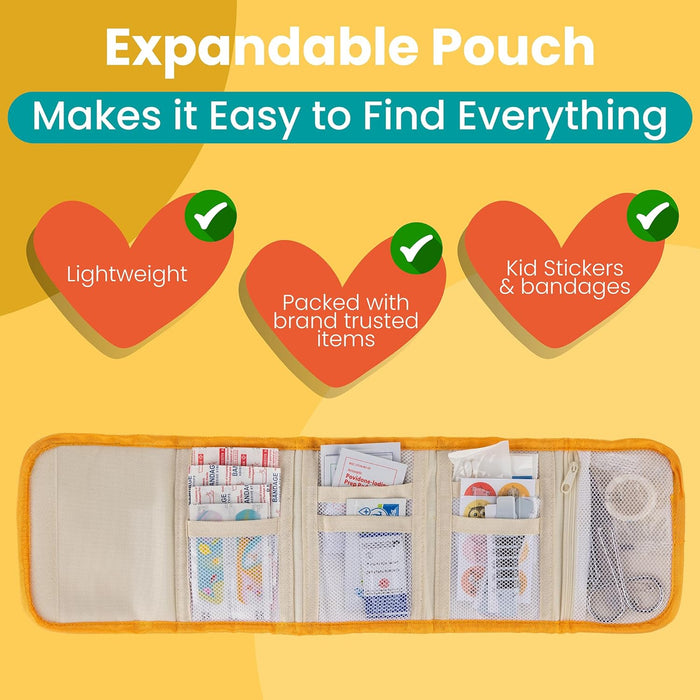 Kids First Aid Kit - 75-Piece Travel First Aid Kit for Toddlers and Babies, TSA Approved, Latex Free, Fits Diaper Bag, Backpack, Purse or Car, Designed by a Mom and Nurse (Kid Joy)