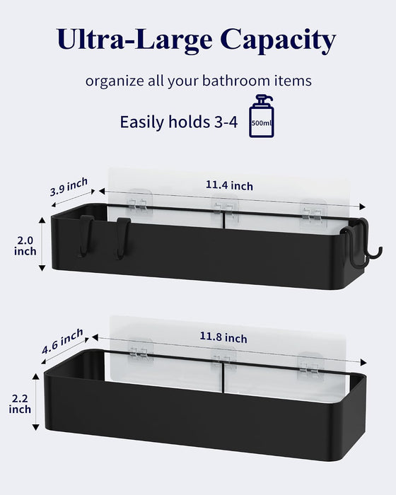 Shower Caddy Adhesive, Stylish Shower Organizer, Large, Black