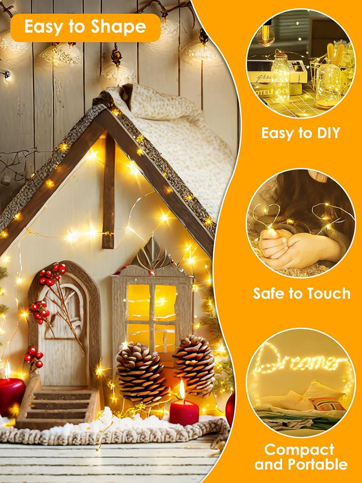 66FT 200 LED Fairy Lights Plug in, 8 Modes Twinkle Lights Warm White