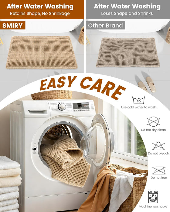 Waffle Bath Mat 30X20, Extra Soft Absorbent Bathroom Rugs, Brown