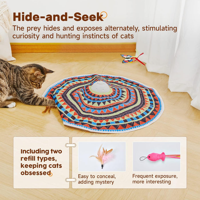 Cat Toys Chargeable, 3in1 Hide and Seek, Interactive Fun