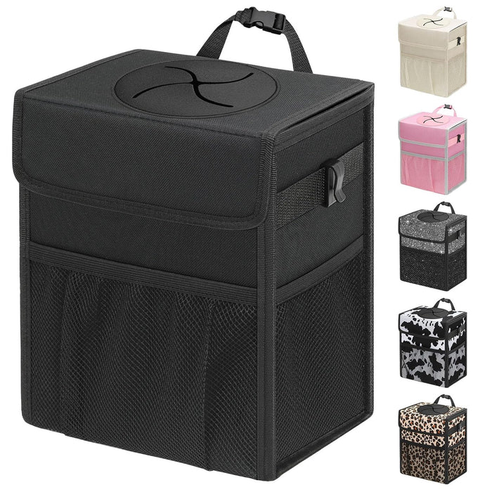 Car Trash Can with Lid, Leakproof Car Garbage Can Car Trash Bag