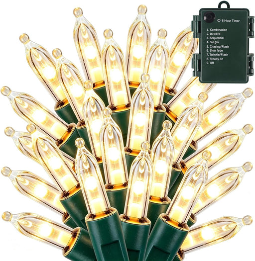 Christmas Lights Battery Operated, 50LED 16ft (1 Pack, Warm White)
