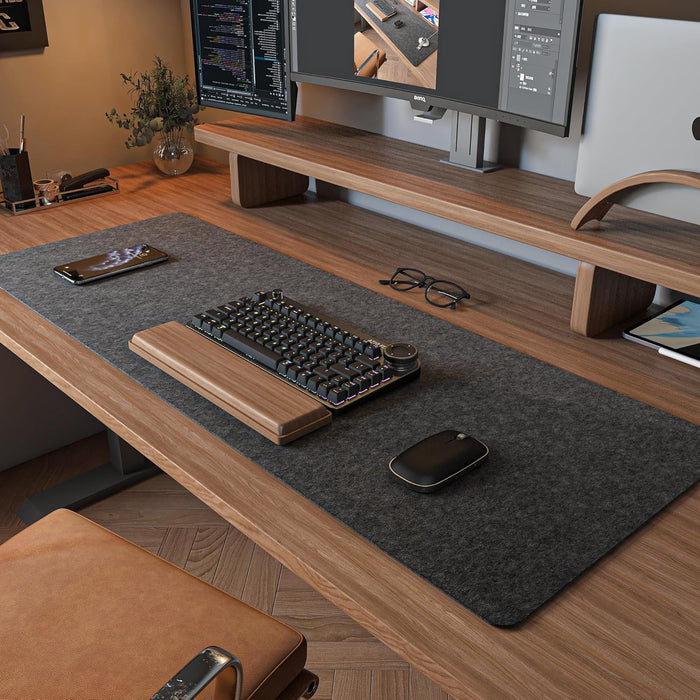 Felt Desk Mat, Computer Mat for Desk, Dark Gray (36x12Inches)