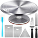 12" Aluminum Cake Turntable Set, Rotating Cake Stand for Decorating