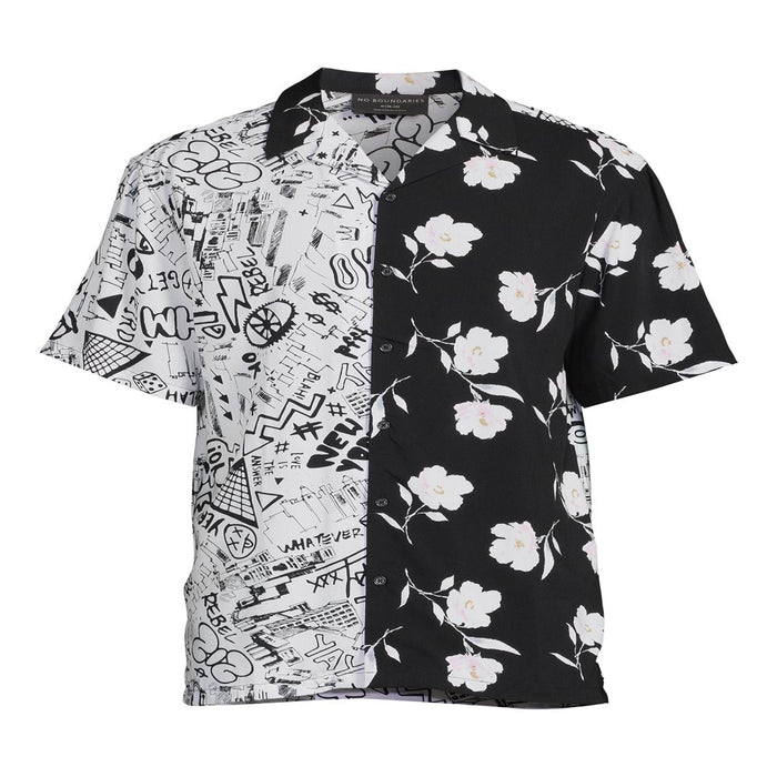 No Boundaries Men'S and Big Men'S Printed Rayon Shirt with Short Sleeves