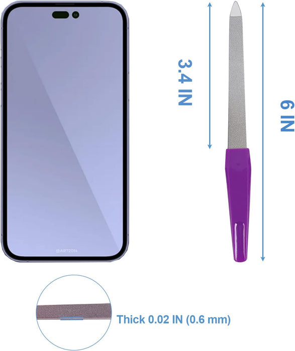 Metal Nail File (6 Pcs), Nail Files for Natural Nails Made of Stainless Steel, Sword Fingernail Files with Sharp Pointed