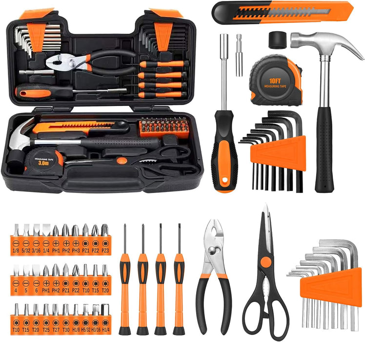58-Piece Household Tool Set for home with Plastic Toolbox Orange