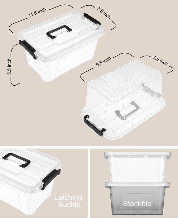 7Qt Clear Plastic Storage Bins with Lids,Transparent Design,6 Pack