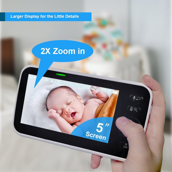 No WiFi Baby Monitor Camera and Audio HB6550, 5" Video Screen