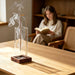 Incense Holder, Wooden Incense Burner with Glass Ash Catcher (Wooden Square)